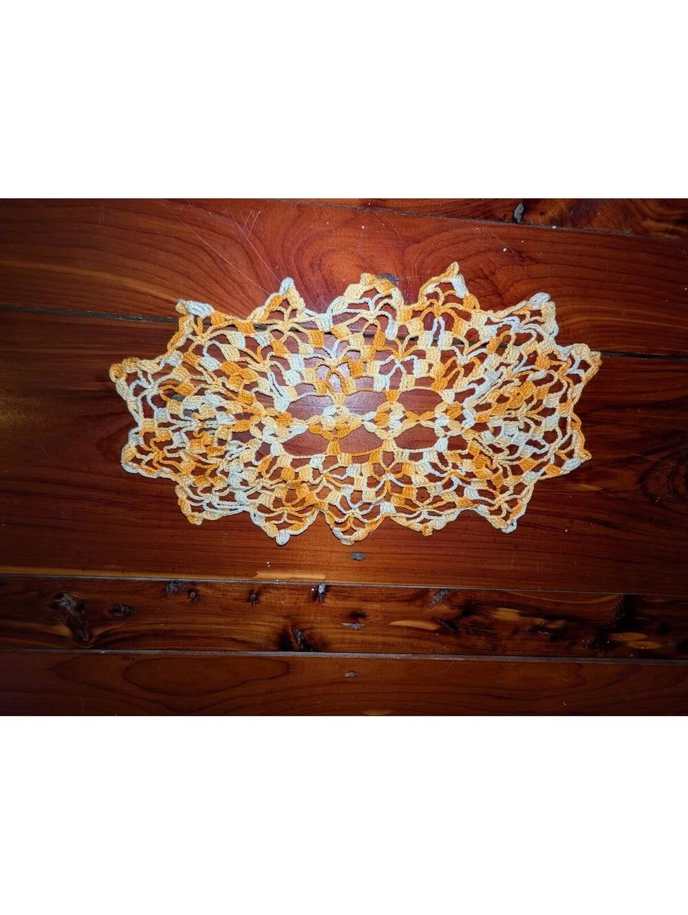 Handmade Crochet Doily Table Decor in Yellow and Cream